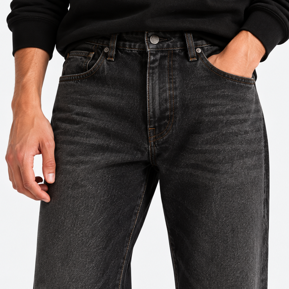 Black Denim Jeans - Relaxed Fit