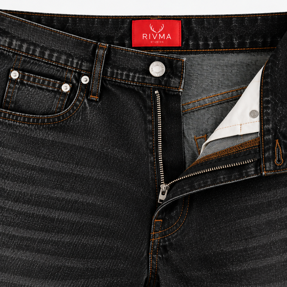 Black Denim Jeans - Relaxed Fit