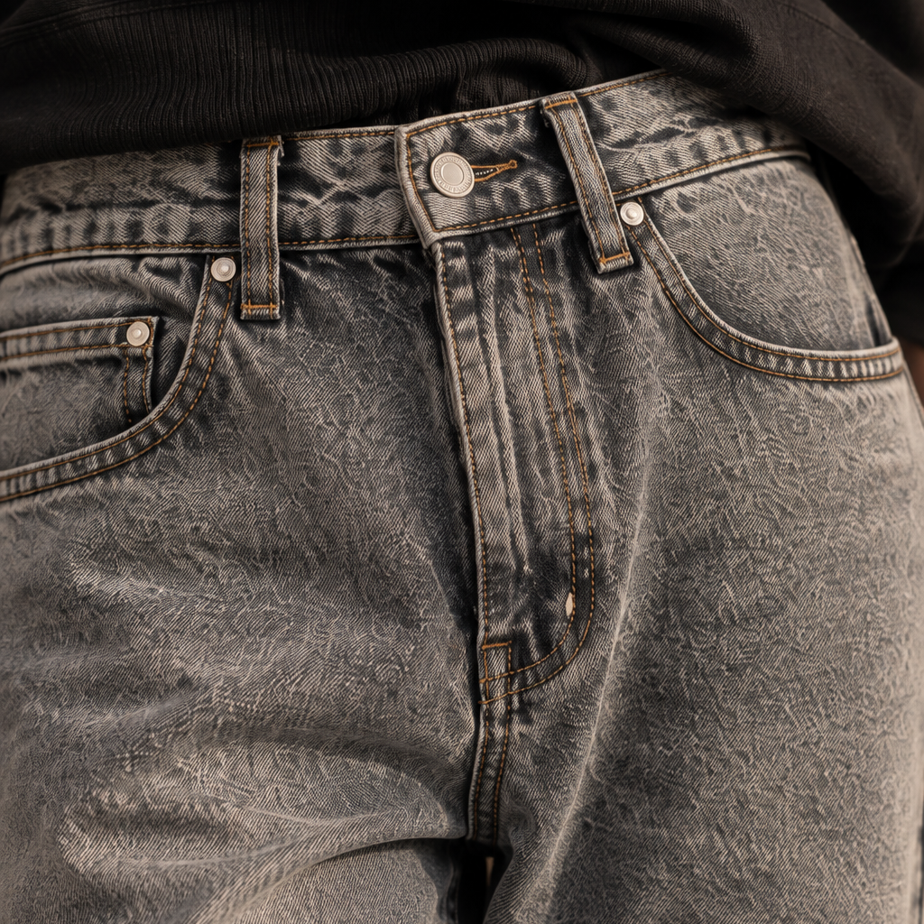 Gray Denim Jeans - Straight Fit