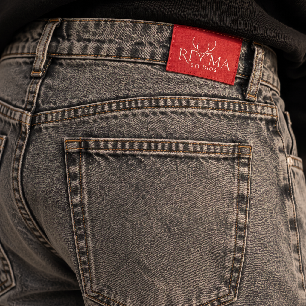 Gray Denim Jeans - Straight Fit